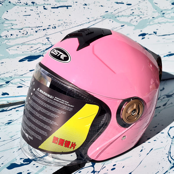 pink moped helmet