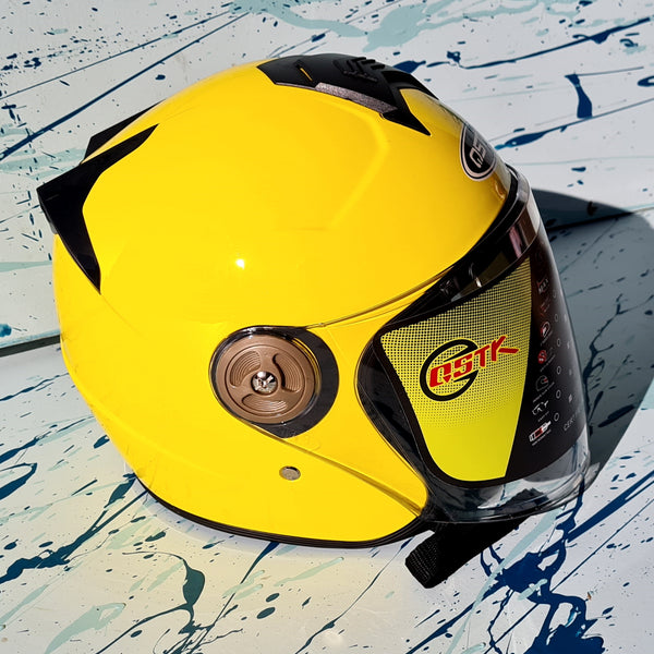 yellow moped helmet