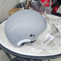 grey cycle helmet with visor