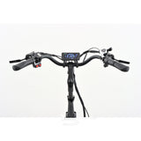 Bicycle handlebar with electronic components on a white background