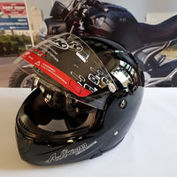 gloss black motor cycle helmet